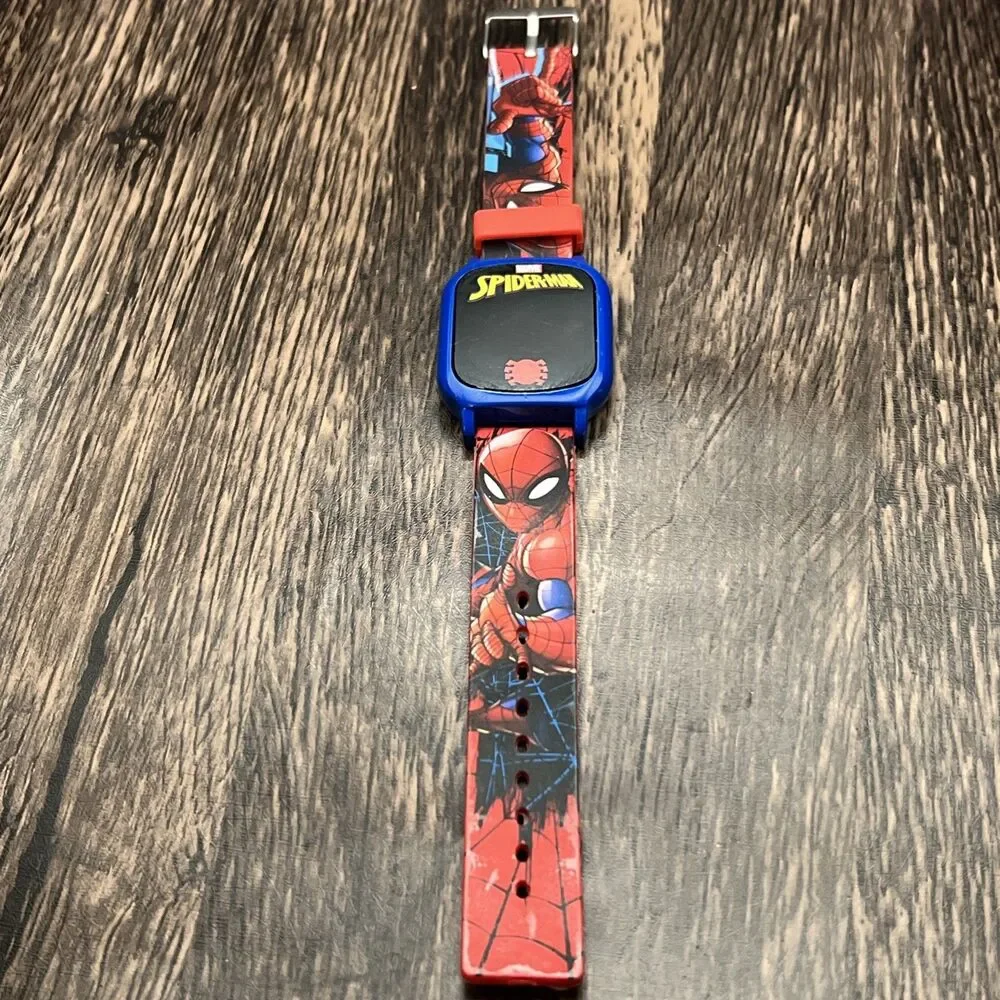 Marvel Spiderman Kids And All Ages LED Touch Watch Spider Band Works 7”
